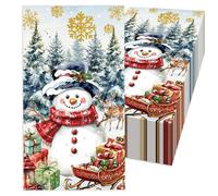Servilletas navideñas desechables de papel, 5 uds., servilletas festivas con diseño de muñeco de nieve para mesa de fiesta, cena y uso en el baño