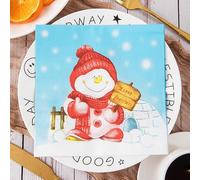 Servilletas Papel Azul Muñeco De Nieve Desechables Servilletas Decoupage Cocktail Cumpleaños 2 Capas Toilet Papel Higienico Decoración de Mesa para Bodas,Fiesta en el Jardín 20 Paquetes(33x33cm）