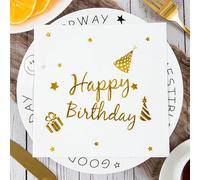 Servilletas Papel Blanca Dorado Dibujos Animados Desechables Servilletas Decoupage Cocktail Cumpleaños 2 Capas Toilet Papel Higienico Decoración de Mesa para Bodas,Fiesta Jardín 20 Paquetes(33x33cm）