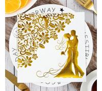 Servilletas Papel Flores De Pareja Doradas Desechables Servilletas Decoupage Cocktail Cumpleaños 2 Capas Toilet Papel Higienico Decoración de Mesa para Bodas,Fiesta en el Jardín 10 Paquetes(33x33cm）