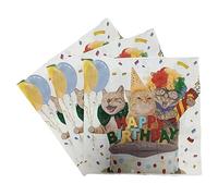 Servilletas Papel Gato Globo Amarillo Desechables Servilletas Decoupage Cocktail Cumpleaños 2 Capas Toilet Papel Higienico Decoración de Mesa para Bodas,Fiesta en el Jardín 15 Paquetes(33x33cm）