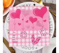 Servilletas Papel Globo De Corazón Rosa Desechables Servilletas Decoupage Cocktail Cumpleaños 2 Capas Toilet Papel Higienico Decoración de Mesa para Bodas,Fiesta en el Jardín 30 Paquetes(33x33cm）