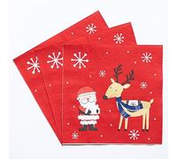 Servilletas Papel Papá Noel Alce Desechables Servilletas Decoupage Cocktail Cumpleaños 2 Capas Toilet Papel Higienico Decoración de Mesa para Bodas,Fiesta en el Jardín 20 Paquetes(33x33cm）