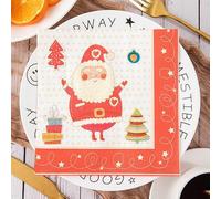Servilletas Papel Papá Noel Beige Desechables Servilletas Decoupage Cocktail Cumpleaños 2 Capas Toilet Papel Higienico Decoración de Mesa para Bodas,Fiesta en el Jardín 20 Paquetes(33x33cm）