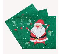 Servilletas Papel Papá Noel Verde Desechables Servilletas Decoupage Cocktail Cumpleaños 2 Capas Toilet Papel Higienico Decoración de Mesa para Bodas,Fiesta en el Jardín 15 Paquetes(33x33cm）