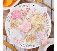 Servilletas Papel Peonía Rosa Y Amarilla Desechables Servilletas Decoupage Cocktail Cumpleaños 2 Capas Toilet Papel Higienico Decoración de Mesa para Bodas,Fiesta en el Jardín 5 Paquetes(33x33cm）