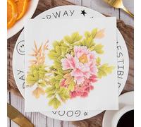 Servilletas Papel Peonía Verde Y Blanca Desechables Servilletas Decoupage Cocktail Cumpleaños 2 Capas Toilet Papel Higienico Decoración de Mesa para Bodas,Fiesta en el Jardín 10 Paquetes(33x33cm）