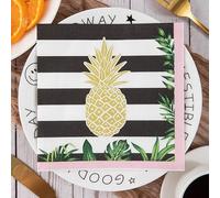 Servilletas Papel Raya Tropical Negra Desechables Servilletas Decoupage Cocktail Cumpleaños 2 Capas Toilet Papel Higienico Decoración de Mesa para Bodas,Fiesta en el Jardín 10 Paquetes(33x33cm）