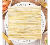 Servilletas Papel Rayas Doradas Desechables Servilletas Decoupage Cocktail Cumpleaños 2 Capas Toilet Papel Higienico Decoración de Mesa para Bodas,Fiesta en el Jardín 10 Paquetes(33x33cm）