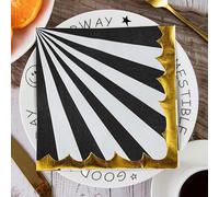 Servilletas Papel Rayas Doradas Negras Desechables Servilletas Decoupage Cocktail Cumpleaños 2 Capas Toilet Papel Higienico Decoración de Mesa para Bodas,Fiesta en el Jardín 30 Paquetes(33x33cm）