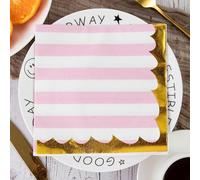 Servilletas Papel Rayas Rosas Doradas Desechables Servilletas Decoupage Cocktail Cumpleaños 2 Capas Toilet Papel Higienico Decoración de Mesa para Bodas,Fiesta en el Jardín 20 Paquetes(33x33cm）