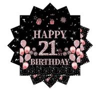 Servilletas para 21 cumpleaños, 20 servilletas de papel, 33 x 33 cm, servilletas de cumpleaños, decoración de mesa para fiestas de cumpleaños, Happy 21st Birthday Paper Napkins para 21 cumpleaños