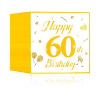 Servilletas para 60 cumpleaños, 40 unidades, color blanco y dorado, servilletas de cumpleaños para 60 cumpleaños, decoración de mesa, servilletas de papel para hombre, mujer, celebraciones, fiestas