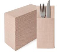 Servilletas para cubiertos desechables TNT efecto lino 30 x 40 cm 1/8 - Tejido no tejido cacao - Resistente, absorbente, biodegradable - Ideal para restaurantes, eventos y ceremonias - 50 unidades