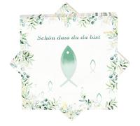 Servilletas pez eucalipto,40Pcs servilletas comunión decoración bautizo,servilletas de papel 3 capas Schön Dass Du Da Bist! Confirmación decoración de mesa peces bautizo decoración niña niño-33x33 cm