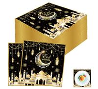 Servilletas Ramadán Elegantes servilletas de papel decoradas para la celebración del mes sagrado de Ramadán - Pack de 48, Pañuelos de papel decorados en la Mesa de servilletas de Mubarak en el Ramadán