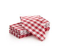 Servilletas Tela Cuadros Vichy - Pack 6 Unidades algodón Resistentes para hostelería 45x45 cm, Color Rojo