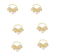 Servilletero, 1 paquete de aleación de oro con perla, diseño de lazo europeo, elegante decoración de mesa para hotel, boda, comedor