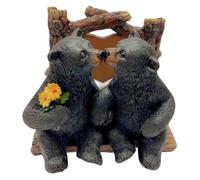 Servilletero con oso besando, decoración de comedor estilo rústico