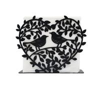 Servilletero con silueta de pájaro enamorado - Decoración de mesa de hierro negro for el hogar y el hotel - Romantik 12 x 4 x 10,2 cm Caja de pañuelos
