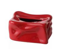 Servilletero cuadrado de cerámica for mesita noche, encimera, mesa centro y cómoda Portapañuelos de papel(Red)