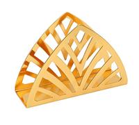 Servilletero de acero inoxidable en forma de triángulo vertical con fondo antideslizante, diseño ahuecado chapado a mano para decoración de mesa para estantes de cocina, 1