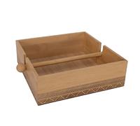Servilletero de Bambú 18.5x18.5x6cm con Barra Deslizante y Diseño Grabado, Perfecto para Mesa de Comedor, Oficina o Cafetería