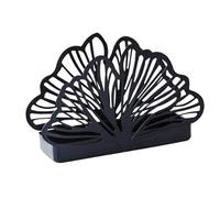 Servilletero de hierro con forma de hoja de ginkgo, soporte for toallas de papel de sobremesa - Soporte de escritorio comercial de inspiración vintage (150 g)(Noir)