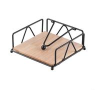 Servilletero de madera con mango de tensión pesada para evitar que las servilletas se vuelen en uso en exteriores o interiores (negro)