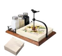 Servilletero de madera para mesa, soporte de servilletas, Dispensador de servilletas con brazos ponderados Puerta de papel de comedor a casa, Dispensador de telas a di para decoración del restauror