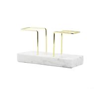 Servilletero de mármol con alambre dorado, soporte vertical de papel de seda para mesa de comedor de cocina, filtro de café que ahorra espacio y organizador de caja de palillos de dientes, blanco, 8 x