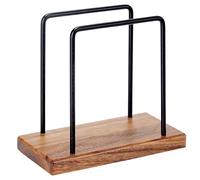 Servilletero de Mesa de Madera y Metal, Dispensador Retro Vertical, Decoración de Escritorio para Cafeterías, Restaurantes, Cocinas (Marrón)