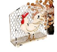 Servilletero de metal - Soporte para de gallo de 15x5x16 cm, decoración rústica de hierro para granja, organizador de servilletas para encimera con base estable | Dispensador de servilletas para