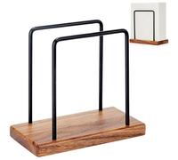 Servilletero de metal y madera: Servilletero de base de madera, dispensador de servilletas de metal, soporte para servilletas, servilletero para decoración de mesa, cocina, mesa de comedor, comedor