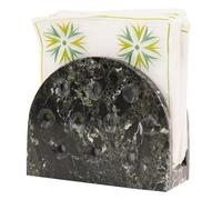 Servilletero de travertino 6,5", hecho a mano en piedra natural. Ideal para servilletas de cóctel y de papel, perfecto para comedor, cocina y decoración del hogar (Black)