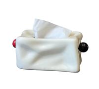 Servilletero decorativo cuadrado de cerámica con forma bola for mesita noche, encimera y mesa centro Portapañuelos de papel(Blanco)