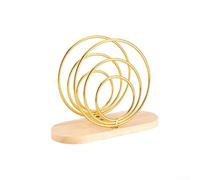 Servilletero dorado, clip de pañuelos de acero inoxidable con base de madera para cocina doméstica (dorado)