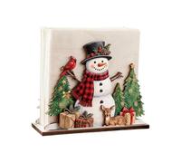 Servilletero para Mesa Diseño Con Muñeco De Nieve Con Y Árbol Organizador | Servilletero De Madera Navideño Lindo Hogar Baño Cocina Encimera Invitados Mesa Comedor Fiesta Restaurante