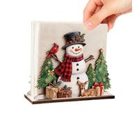 Servilletero para Mesa Diseño Con Muñeco De Nieve Con Y Árbol Organizador | Servilletero Navideño De Madera Para Mesa Para Encimera Cocina, Comensales, Fiesta, Restaurante, Decoración