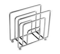 Servilletero para servilletas de papel, dispensador de servilletas de 5, 5x2, 4x5, 1, soporte vertical de alambre de hierro, plateado con pies de apoyo para mesa de comedor, dispensador