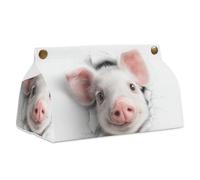 Servilletero rectangular de piel sintética con diseño de cerdo que se asoma fuera de un agujero para baño, cocina, oficina, dormitorio