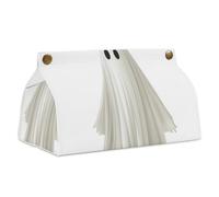 Servilletero rectangular de piel sintética con diseño de fantasmas blancos de estilo simple de dibujos animados para baño, cocina, oficina, dormitorio