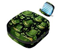 Servilletero sanitario con cremallera, bolsa suave para almohadilla menstrual, trébol de cuatro hojas feliz día de San Patricio-1001 bolsa de almacenamiento para compresas sanitarias, soporte para