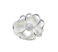 Servilleteros 6Pcs White Flower Napkin Rings Gold Buckle Floral Holders for Wedding Birthday Christmas Dinner Party Table Decor(ERF05-Sliver-6pcs)