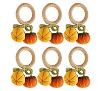 Servilleteros de Acción de Gracias, Servilleteros de Calabaza, Juego de 6 | Servilletero de calabazas de ganchillo para fiesta | Juego de 6 anillos para mesa de cena con hebilla de servilleta de calab