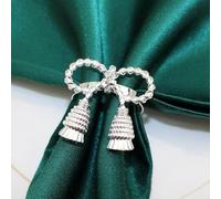 Servilleteros de aleación de estilo europeo conjunto de 6 con diseño de arco para comedor de hotel y ocasiones formales (plata-6 piezas)