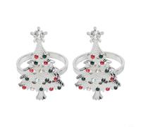 Servilleteros de árbol de Navidad para decoración de mesa de boda, fiesta de Navidad, servilleteros de aleación dorada y plateada, 2.3 x 1.35 pulgadas, paquete de 2 (plateado)