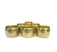 Servilleteros de Mesa Individuales Dorados con Motivos Geométricos - Set de 6 Servilleteros Elegantes para Decorar su Mesa - Conjunto de 6 Piezas Resistentes Ideales para Navidad - Dorados (6)