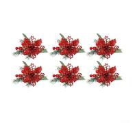 Servilleteros de Navidad, juego de 6, diseño de aguja de pino festivo rojo y verde, decoración de mesa fácil de deslizar, vajilla de plástico resistente para reuniones familiares y cenas de Navidad