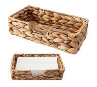 Servilleteros de ratán para mesas, soporte rectangular para servilletas de jacinto de agua, cestas de mimbre para servilletas de invitados para restaurante, cocina, baño, 9.45 x 5.12 x 2.75 pulgadas